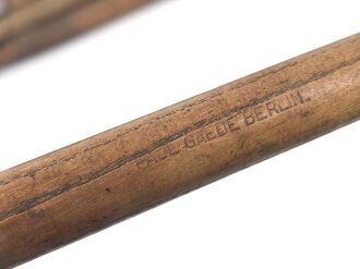 Zeltstock 01 und Zeltplock 29 Wehrmacht, Jeweils drei Stück als Zubehör für die Zeltbahn 31, gehört in den Zubehörbeutel.