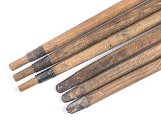 Zeltstock 01 und Zeltplock 29 Wehrmacht, Jeweils drei Stück als Zubehör für die Zeltbahn 31, gehört in den Zubehörbeutel.