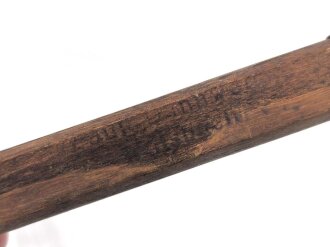 Zeltstock 01 und Zeltplock 29 Wehrmacht, Jeweils drei Stück als Zubehör für die Zeltbahn 31, gehört in den Zubehörbeutel.