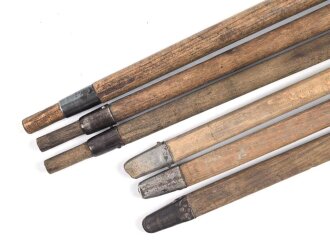Zeltstock 01 und Zeltplock 29 Wehrmacht, Jeweils drei Stück als Zubehör für die Zeltbahn 31, gehört in den Zubehörbeutel.