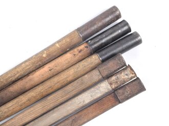 Zeltstock 01 und Zeltplock 29 Wehrmacht, Jeweils drei Stück als Zubehör für die Zeltbahn 31, gehört in den Zubehörbeutel.