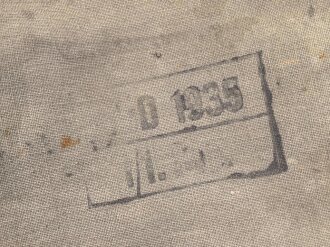 Zeltzubehörbeutel Wehrmacht, Kammerstück von 1935, die Lederriemen angetrocknet