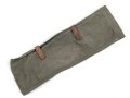 Zeltzubehörbeutel Wehrmacht, ungebrauchtes Stück, die Lederriemen angetrocknet, einer davon defekt
