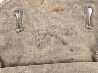 Zeltzubehörbeutel Wehrmacht, getragenes Stück, datiert 1939