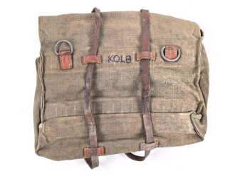 Wehrmacht, Tasche für Signaltuch und Pflöcke zur Befestigung. Gebraucht, datiert 1940, ungereinigt