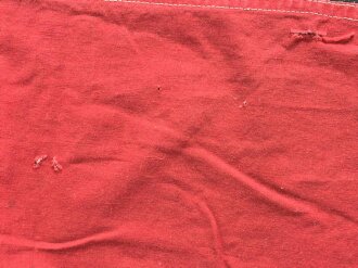 Ortsgruppe " Bruchsal" der NSDAP, große Fahne in nicht ganz vorschriftsmäßiger Ausführung. Deutliche Altersspuren, Maße 110 x 135cm