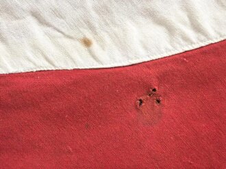 Ortsgruppe " Bruchsal" der NSDAP, große Fahne in nicht ganz vorschriftsmäßiger Ausführung. Deutliche Altersspuren, Maße 110 x 135cm