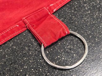 Ortsgruppe " Bruchsal" der NSDAP, große Fahne in nicht ganz vorschriftsmäßiger Ausführung. Deutliche Altersspuren, Maße 110 x 135cm