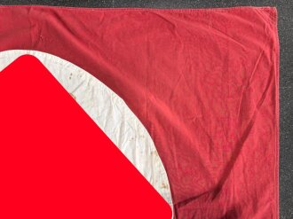 Ortsgruppe " Bruchsal" der NSDAP, große Fahne in nicht ganz vorschriftsmäßiger Ausführung. Deutliche Altersspuren, Maße 110 x 135cm