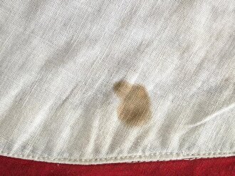 Ortsgruppe " Bruchsal" der NSDAP, große Fahne in nicht ganz vorschriftsmäßiger Ausführung. Deutliche Altersspuren, Maße 110 x 135cm