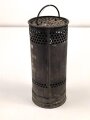Dochtlampe zur Sammleranwärmung für Wehrmachtsfahrzeuge, ungereinigtes Stück, Originallack, datiert 1942