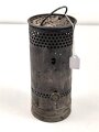Dochtlampe zur Sammleranwärmung für Wehrmachtsfahrzeuge, ungereinigtes Stück, Originallack, datiert 1942