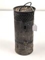 Dochtlampe zur Sammleranwärmung für Wehrmachtsfahrzeuge, ungereinigtes Stück, Originallack, datiert 1942