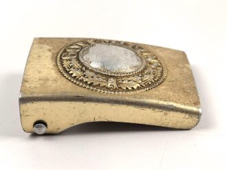 Kriegsmarine, Koppelschloss für Mannschaften. Aluminium eloxiert, Hersteller R.S.&S., Vorderseitig entnazifiziert