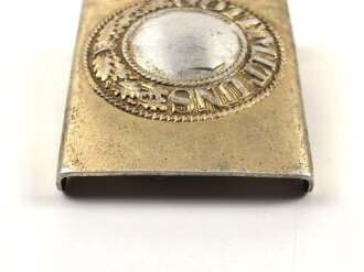 Kriegsmarine, Koppelschloss für Mannschaften. Aluminium eloxiert, Hersteller R.S.&S., Vorderseitig entnazifiziert