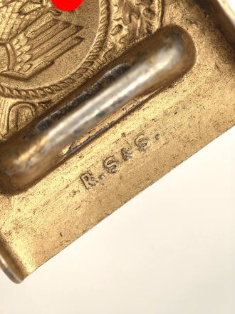 Kriegsmarine, Koppelschloss für Mannschaften. Aluminium eloxiert, Hersteller R.S.&S., Vorderseitig entnazifiziert