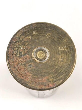 Russische Kartusche von 1940 als Erinnerungsgegenstand umgearbeitet " Im Osten Wassilkow- Kiev  1941" Höhe 12,5cm