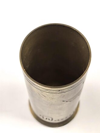 Russische Kartusche von 1940 als Erinnerungsgegenstand umgearbeitet " Im Osten Wassilkow- Kiev  1941" Höhe 12,5cm