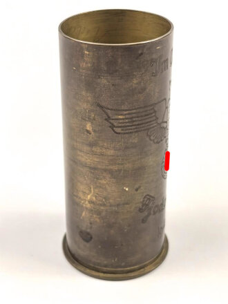 Russische Kartusche von 1940 als Erinnerungsgegenstand umgearbeitet " Im Osten Fjodozowka 1941-42" Höhe 12,5cm