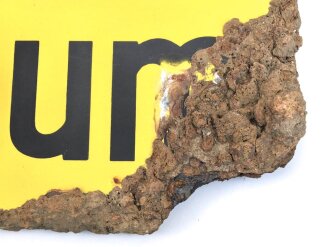 Luftschutz Emailleschild "Öffentlicher Sammel Schutzraum 150 Personen" Maße 39 x 80cm, ungereinigtes Stück