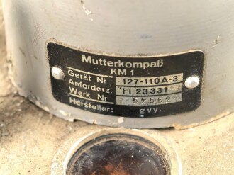 Luftwaffe, Mutterkompaß Patin KM1, Fl 23331. Originallack, Funktion nicht geprüft