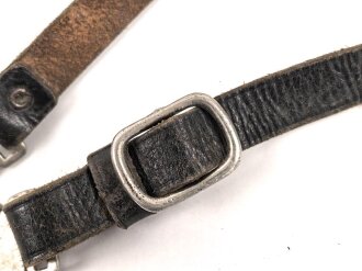 Querriemen für die Uniform, höchstwahrscheinlich DJ oder HJ. Schwarzes Leder mit RZM Beschlägen, Gesamtlänge 83cm