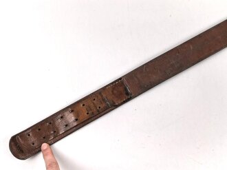 Luftwaffe, Koppelriemen für Mannschaften. Schokoladenbraunes Kammerstück mit Leichtmetall Gegenhalt. Datiert 1937, Gesamtlänge 116cm
