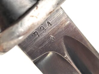 Seitengewehr M84/98 für k98 der Wehrmacht. Nummerngleiches Stück, Hersteller 41asw