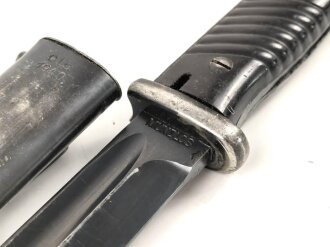 Seitengewehr M84/98 für k98 der Wehrmacht. Getragenes Stück, auf der Klinge Farbflecken ?