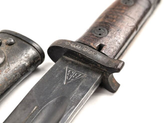 Jugoslawien, Seitengewehr Modell 24 Mauser mit eingekürztem Laufring . Ungereinigtes Stück