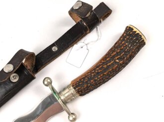 Deutschland nach 1945, Dolch mit Flammenklinge "Rehwappen " Messer in Stil eines Grabendolches aus dem 1. Weltkrieg.