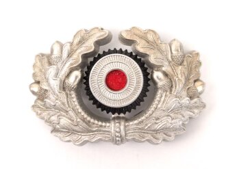 Eichenlaubkranz mit Kokarde für eine Schirmmütze des Heeres. Aluminium