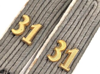 Heer, Paar Schulterklappen für einen Leutnant im Infanterie Regiment 31, Länge etwa 10,5cm