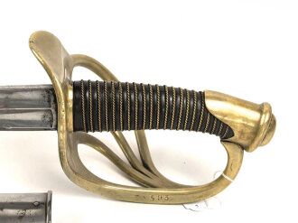 Frankreich, Säbel für Kürassiere Modell 1854/1882. Klingenlänge 95cm, Hersteller Klingenthal. Guter Zustand