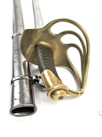 Frankreich, Säbel für Kürassiere Modell 1854/1882. Klingenlänge 95cm, Hersteller Klingenthal. Guter Zustand