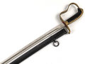 Bayern, Säbel für Infanterie Offiziere Modell 1855.  Scheide Originallack, das Gefäß neuzeitlich mit goldbronze lackiert. Saubere Klinge mit beidseitiger Ätzung " In Treue Fest"