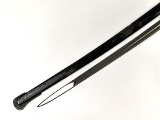 Bayern, Säbel für Infanterie Offiziere Modell 1855.  Scheide alt überlackiert, Klinge von WKC leicht angeschliffen. Doppelseitige Ätzung " In treue Fest"