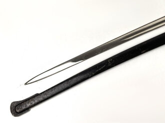 Bayern, Säbel für Infanterie Offiziere Modell 1855.  Scheide alt überlackiert, Klinge von WKC leicht angeschliffen. Doppelseitige Ätzung " In treue Fest"