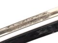 Bayern, Säbel für Infanterie Offiziere Modell 1855.  Scheide alt überlackiert, Klinge von WKC leicht angeschliffen. Doppelseitige Ätzung " In treue Fest"