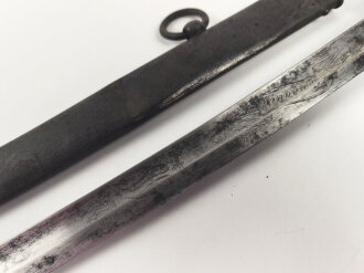 Bayern, Bürgerwehrsäbel um 1860. Gereinigtes Stück, die Klinge mit Gravur " Eisenhauer" " Christian Block in München" sowie gekrönter Chiffre.