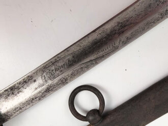 Bayern, Bürgerwehrsäbel um 1860. Gereinigtes Stück, die Klinge mit Gravur " Eisenhauer" " Christian Block in München" sowie gekrönter Chiffre.