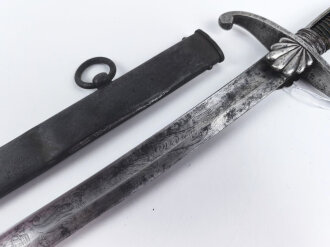 Bayern, Bürgerwehrsäbel um 1860. Gereinigtes Stück, die Klinge mit Gravur " Eisenhauer" " Christian Block in München" sowie gekrönter Chiffre.