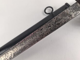 Bayern, Kavallerie Degen KD89 für einen Angehörigen im " königlich bayrischen 2. Ulanen Regiment König"  Doppelseitig Geäzte Klinge, , die Scheide alt überlackiert