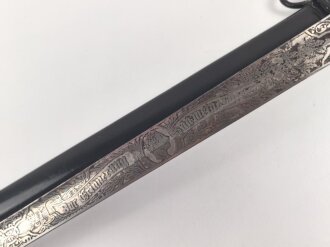 Bayern, Kavallerie Degen KD89 für einen Angehörigen im " königlich bayrischen 2. Ulanen Regiment König"  Doppelseitig Geäzte Klinge, , die Scheide alt überlackiert