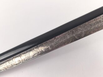 Bayern, Kavallerie Degen KD89 für einen Angehörigen im " königlich bayrischen 2. Ulanen Regiment König"  Doppelseitig Geäzte Klinge, , die Scheide alt überlackiert