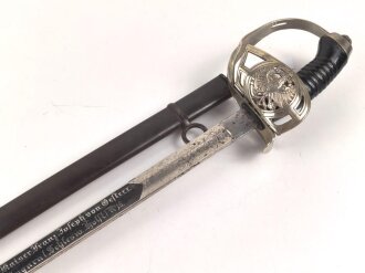 Preußen, Kavallerie Degen KD89 für einen Angehörigen im " Husaren Regiment No. 16"  Doppelseitig Geäzte Klinge, Klingenschraube anscheinend verkantet eingedreht, Griff wackelt