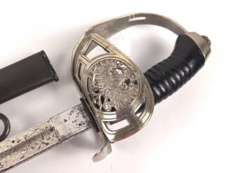 Preußen, Kavallerie Degen KD89 für einen Angehörigen im " Husaren Regiment No. 16"  Doppelseitig Geäzte Klinge, Klingenschraube anscheinend verkantet eingedreht, Griff wackelt