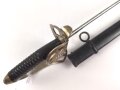Preußen, Kavallerie Degen KD89 für einen Angehörigen im " Husaren Regiment No. 7"  Doppelseitig Geäzte Klinge, die Scheide original lackiert. Das Griffstück mit Reparaturstelle