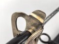 Preußen, Kavallerie Degen KD89 für einen Angehörigen im " Husaren Regiment No. 7"  Doppelseitig Geäzte Klinge, die Scheide original lackiert. Das Griffstück mit Reparaturstelle