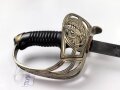 Preußen, Kavallerie Degen KD89 für einen Angehörigen im " Husaren Regiment No. 7"  Doppelseitig Geäzte Klinge, die Scheide original lackiert. Das Griffstück mit Reparaturstelle